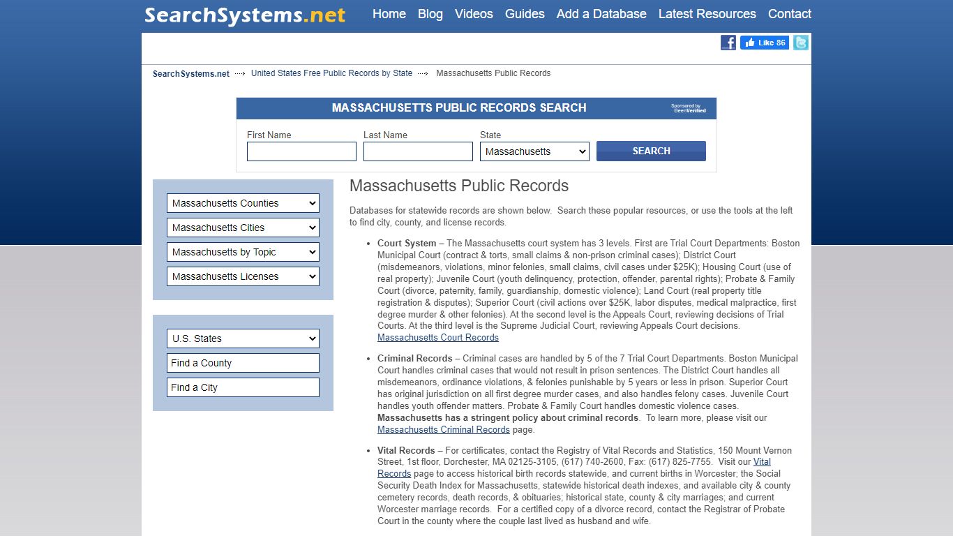 Massachusetts Public Records Search