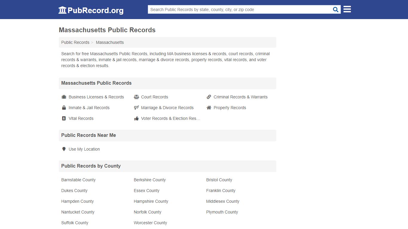 Free Massachusetts Public Records - PubRecord.org